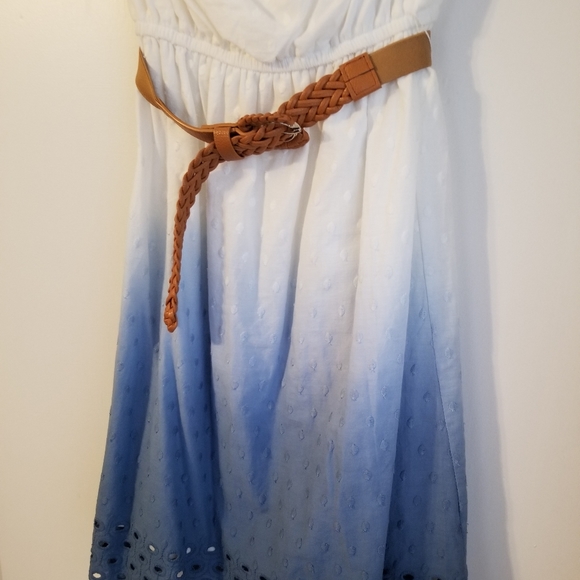 Maurices Ombre Strapless Dress With Brown Belt - Picture 2 of 8